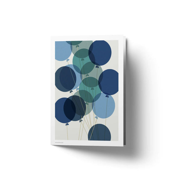 Wonderhagen | Balloon Blue | A6 グリーティングカード アートカード 白色封筒付き