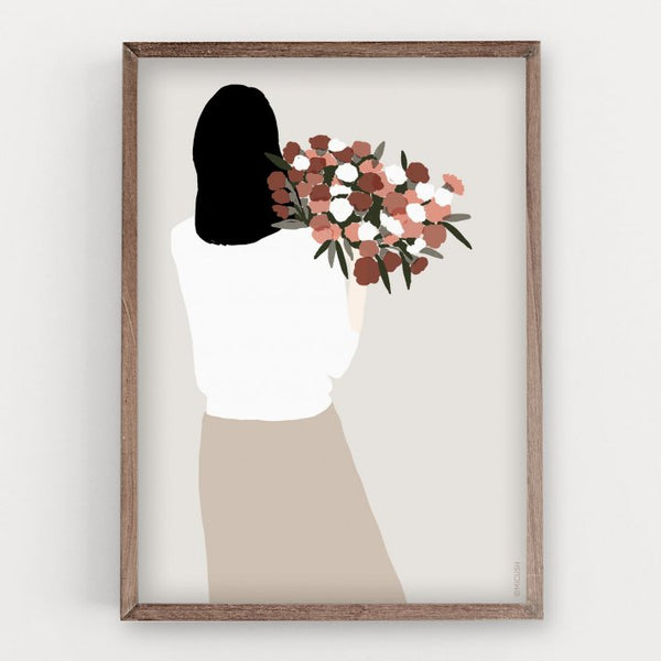 MICUSH | FLOWER LADY - BACKSIDE BOUQUET ART PRINT | アートプリント/ポスター (30x40cm)