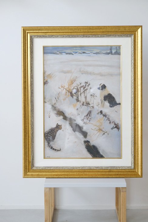 Akseli Gallen-Kallela (アクセリ・ガッレン=カッレラ) | 猫と犬 | アートプリント/アートポスター フレーム付き 名画 北欧 フィンランド