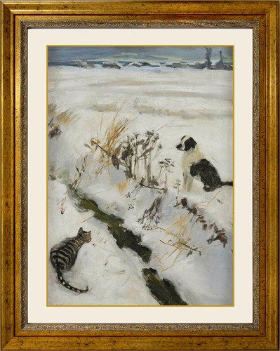 Akseli Gallen-Kallela (アクセリ・ガッレン=カッレラ) | 猫と犬 | アートプリント/アートポスター フレーム付き 名画 北欧 フィンランド