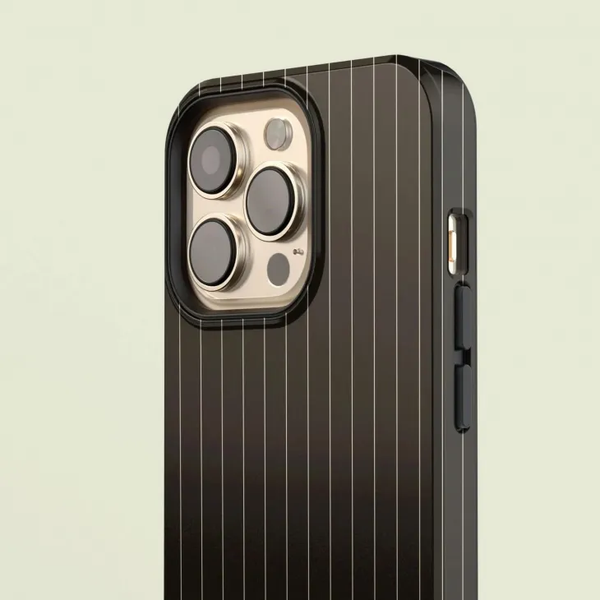 CASE-FACE | Pinstriped Black & Cream MagSafe iPhoneケース (iPhone 16/16 pro/16 pro max/15)