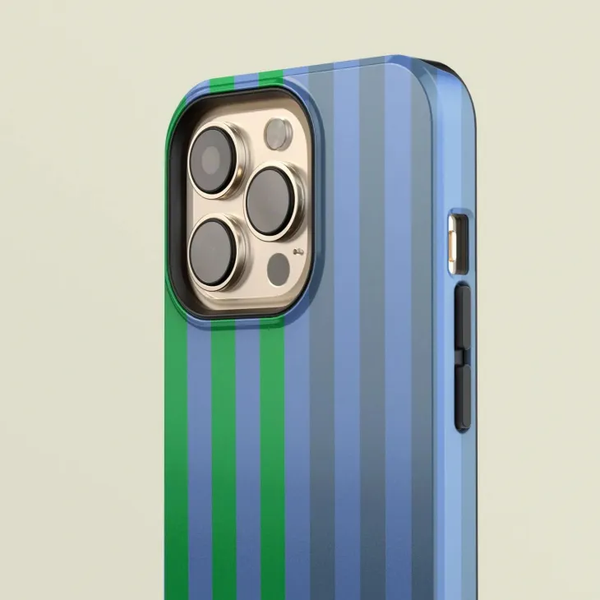 CASE-FACE | Two Tone Blue & Green Striped MagSafe iPhoneケース