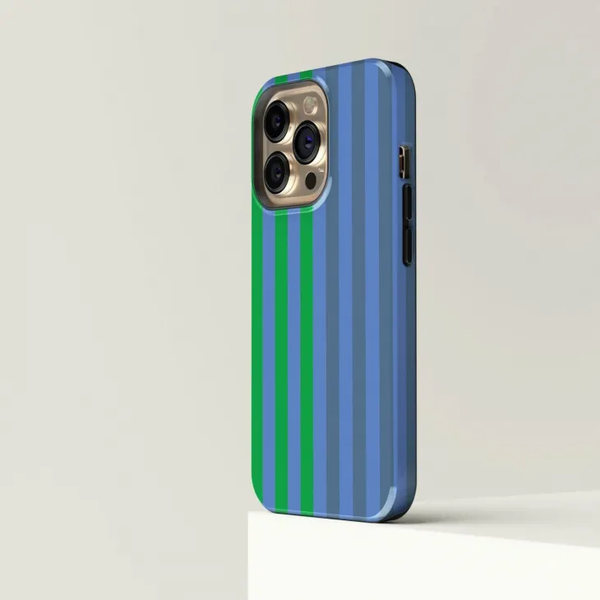 CASE-FACE | Two Tone Blue & Green Striped MagSafe iPhoneケース