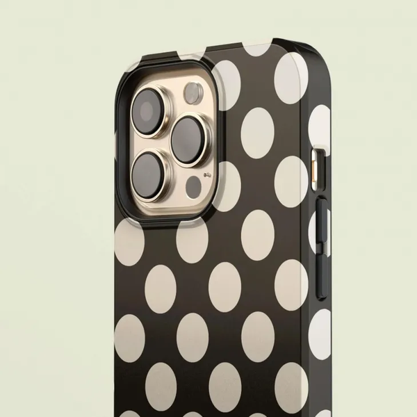 CASE-FACE | Polka-dotted Black with Cream MagSafe iPhoneケース
