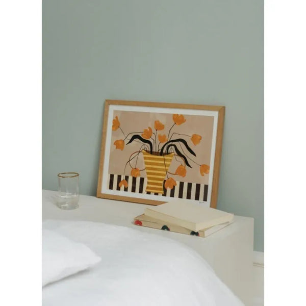 THE POSTER CLUB x Frankie Penwill | Flowers in Yellow Striped Vase | 30x40cm アートポスター 北欧 デンマーク