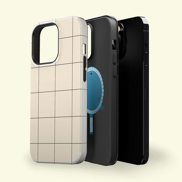 【予約/8月再入荷】CASE-FACE | Pinstriped Cream & Black MagSafe iPhoneケース (iPhone 16/16 pro/16 pro max/15) アイフォン