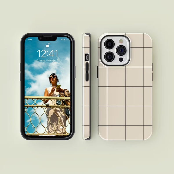 【予約/8月再入荷】CASE-FACE | Pinstriped Cream & Black MagSafe iPhoneケース (iPhone 16/16 pro/16 pro max/15) アイフォン