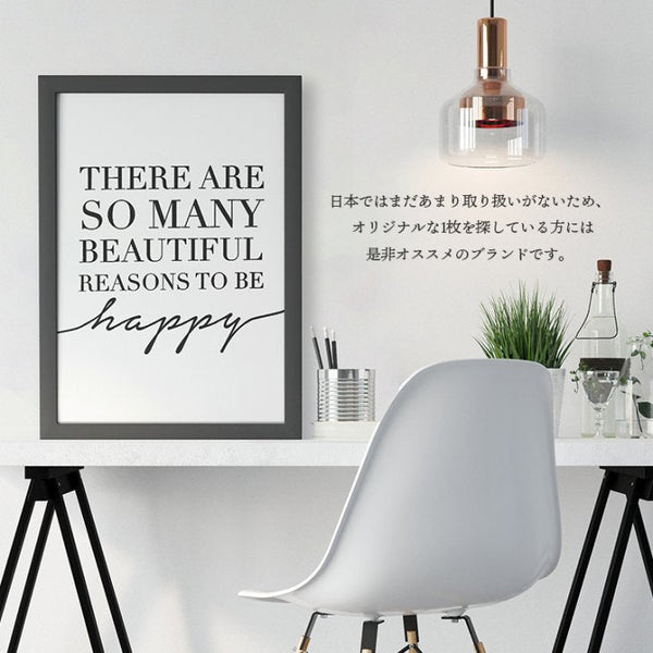 LOVELY POSTERS | THERE ARE SO MANY BEAUTIFUL REASONS TO BE HAPPY | A3 アートプリント/ポスター 北欧 シンプル おしゃれ