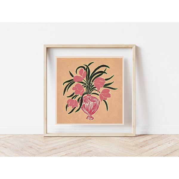 La Poire | Tulips in a Red Vase | 50x50cm アートプリント/アートポスター 北欧 デンマーク