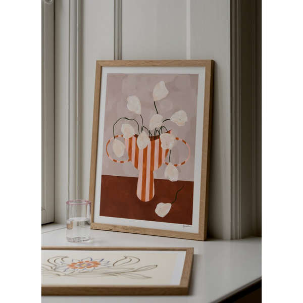 THE POSTER CLUB x Frankie Penwill | White Flowers in Striped Vase | アートポスター 北欧 デンマーク