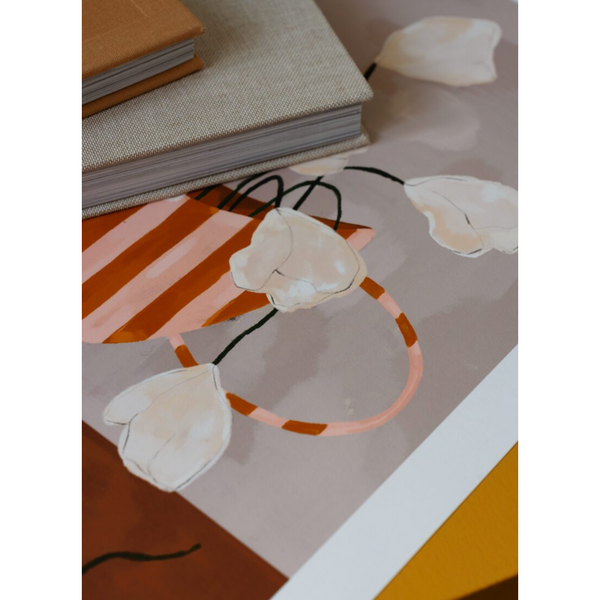 THE POSTER CLUB x Frankie Penwill | White Flowers in Striped Vase | アートポスター 北欧 デンマーク