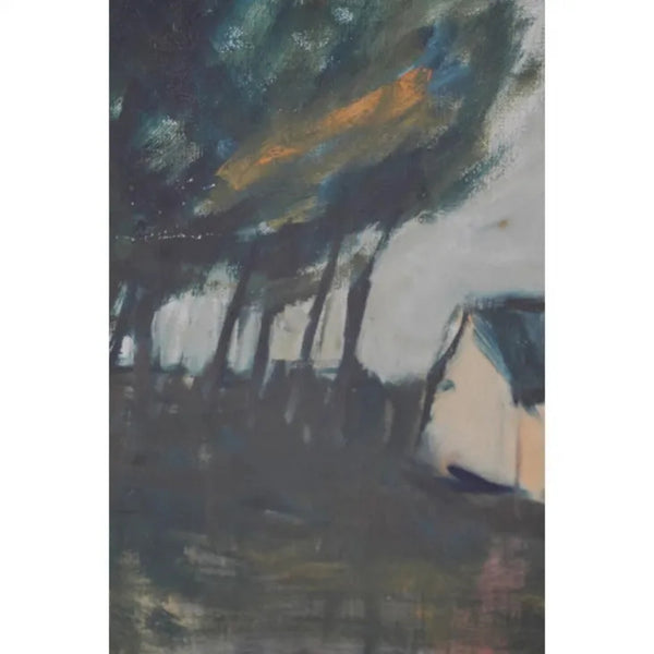 SVEN BJORK (スヴェン・ビョーク) | Trees and House | Oil painting 油絵 北欧 スウェーデン ミッドセンチュリー MDC