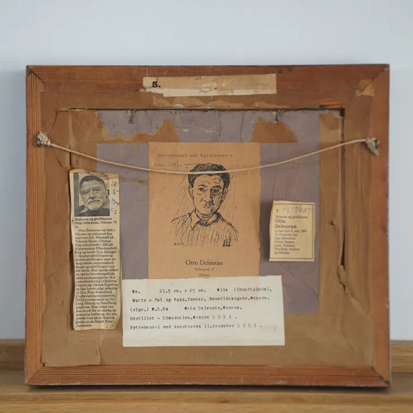 OTTO DELEURAN (オットー・デルーラン) | Woman Walking Her Dog | Oil painting 油絵 北欧 デンマーク ミッドセンチュリー MDC