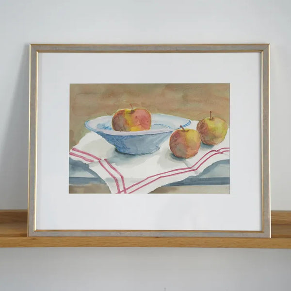 Unknown (作者不詳) | Apples in Bowl | Watercolour 水彩画 北欧 スウェーデン ミッドセンチュリー MDC