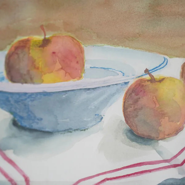 Unknown (作者不詳) | Apples in Bowl | Watercolour 水彩画 北欧 スウェーデン ミッドセンチュリー MDC
