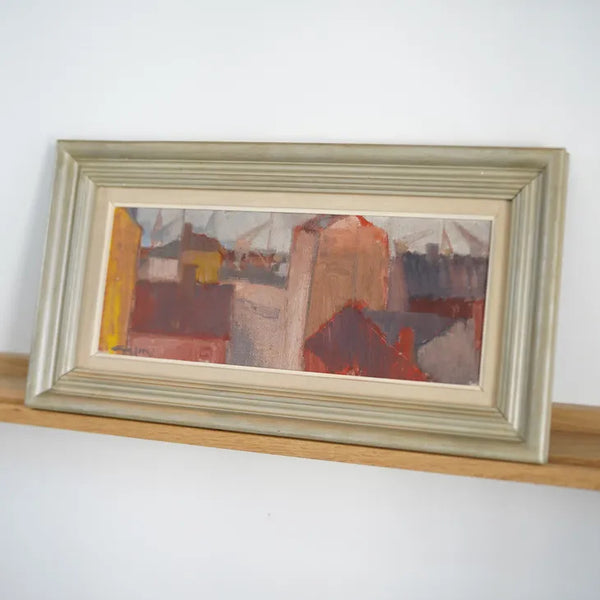 Unknown (作者不詳) | Cityscape | Oil painting 油絵 北欧 スウェーデン ミッドセンチュリー MDC