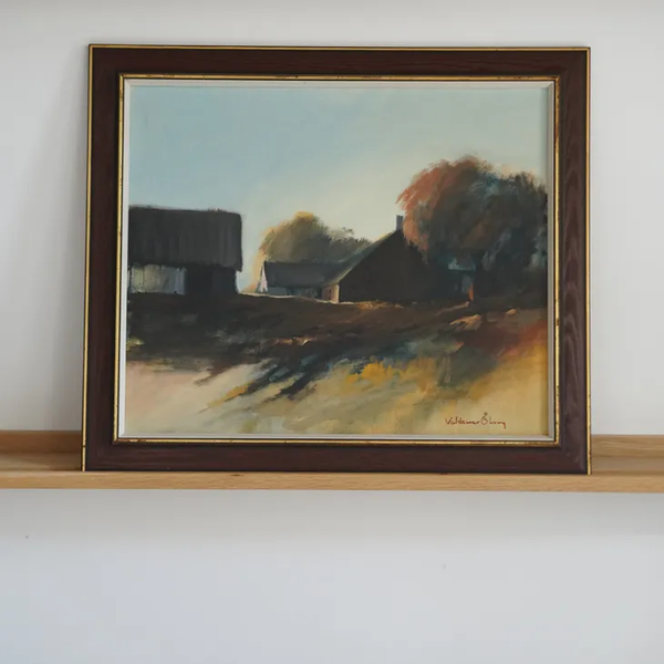VALDEMAR OBERG (ヴァルデマー・オバーグ) | Houses and Trees | Oil painting 油絵 北欧 スウェーデン ミッドセンチュリー MDC