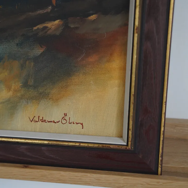 VALDEMAR OBERG (ヴァルデマー・オバーグ) | Houses and Trees | Oil painting 油絵 北欧 スウェーデン ミッドセンチュリー MDC