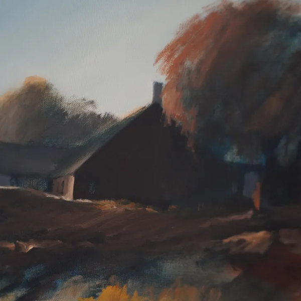 VALDEMAR OBERG (ヴァルデマー・オバーグ) | Houses and Trees | Oil painting 油絵 北欧 スウェーデン ミッドセンチュリー MDC