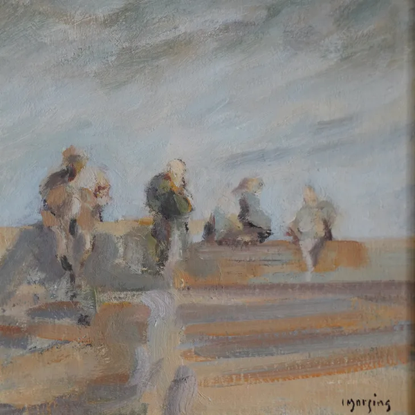 IVAR MORSING (イーヴァル・モールシン) | Ute pa piren | Oil painting 油絵 北欧 スウェーデン ミッドセンチュリー MDC