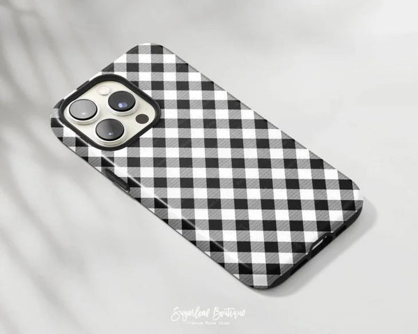 SUGARLOAF GRAPHICS | B&W CHECKED GINGHAM | MagSafe iPhoneケース (iPhone 16/16 pro/16 pro max/15)
