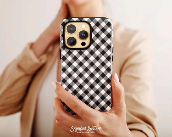 SUGARLOAF GRAPHICS | B&W CHECKED GINGHAM | MagSafe iPhoneケース (iPhone 16/16 pro/16 pro max/15)