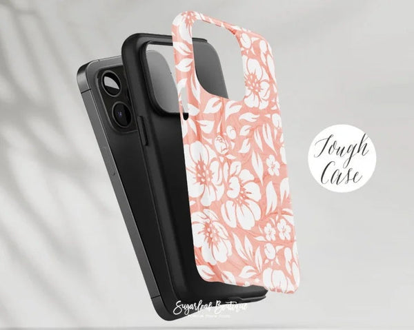 SUGARLOAF GRAPHICS | PEACH PINK OMBRE FLORAL | MagSafe iPhoneケース (iPhone 16/16 pro/16 pro max/15)