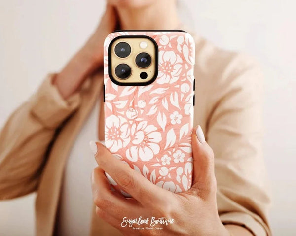 SUGARLOAF GRAPHICS | PEACH PINK OMBRE FLORAL | MagSafe iPhoneケース (iPhone 16/16 pro/16 pro max/15)