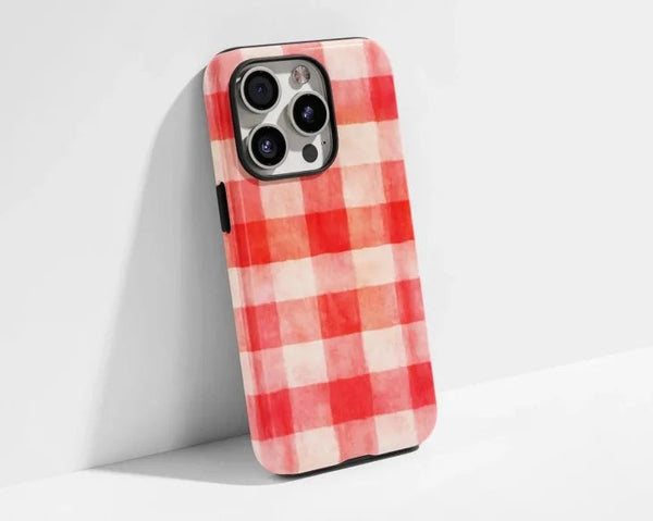 SUGARLOAF GRAPHICS | RED AND BEIGE CHECKED | MagSafe iPhoneケース (iPhone 16/16 pro/16 pro max/15)