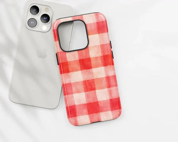 SUGARLOAF GRAPHICS | RED AND BEIGE CHECKED | MagSafe iPhoneケース (iPhone 16/16 pro/16 pro max/15)