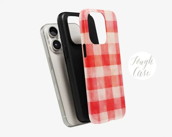SUGARLOAF GRAPHICS | RED AND BEIGE CHECKED | MagSafe iPhoneケース (iPhone 16/16 pro/16 pro max/15)