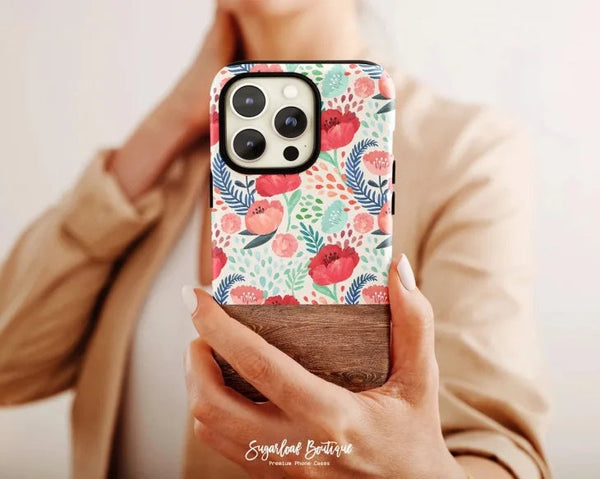 SUGARLOAF GRAPHICS | RED MINT FLOWER | MagSafe iPhoneケース (iPhone 16/16 pro/16 pro max/15)