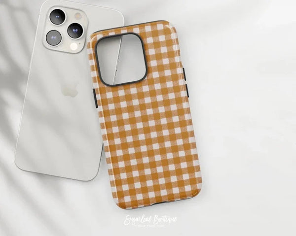 SUGARLOAF GRAPHICS | PUMPKIN ORANGE CHECKRED | MagSafe iPhoneケース (iPhone 16/16 pro/16 pro max/15)