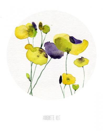 THE CLAY PLAY | YELLOW AND PURPLE POPPIES (no.088) | A3 アートプリント/ポスター