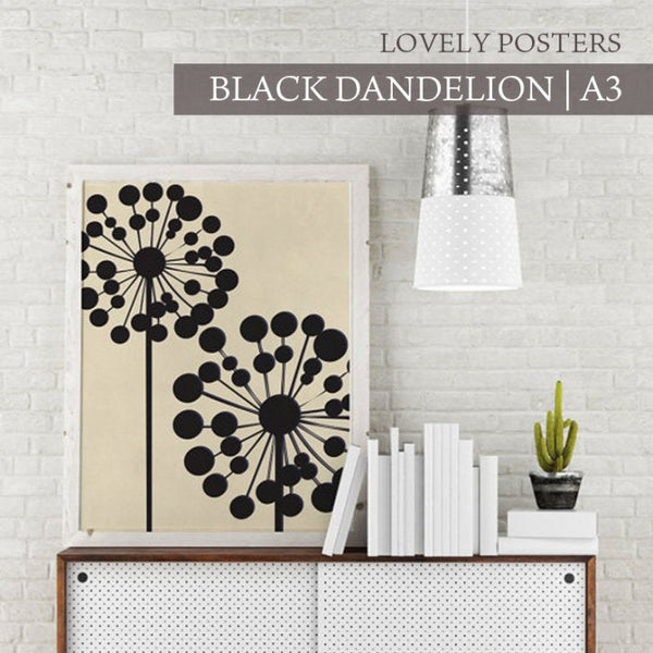 LOVELY POSTERS | BLACK DANDELION | A3 アートプリント/ポスター インテリア 北欧 雑貨 プレゼント ギフト