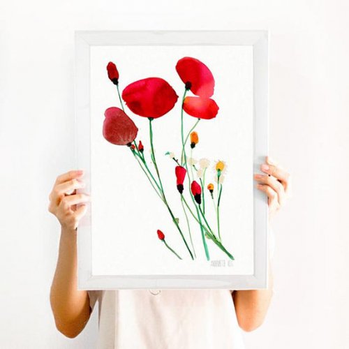 THE CLAY PLAY | RED POPPIES ART PRINT (no.399) | A3 アートプリント/ポスター