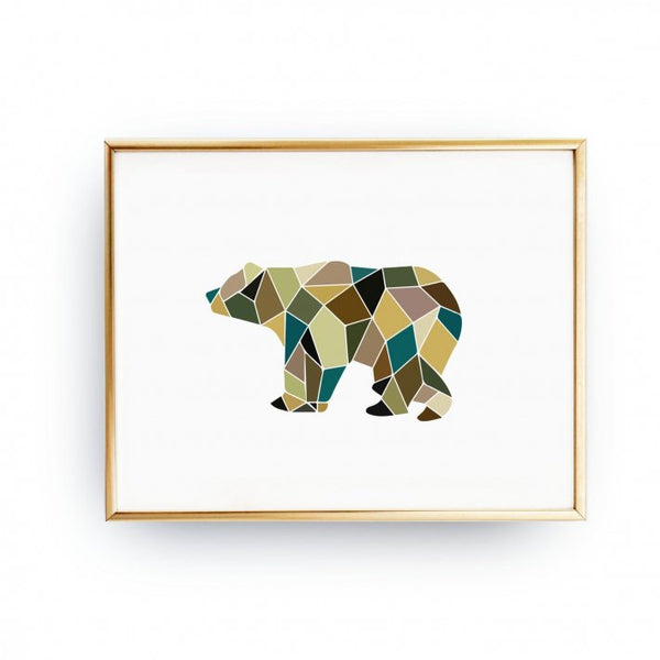 LOVELY POSTERS | GEOMETRIC BEAR PRINT | A3 アートプリント/ポスター