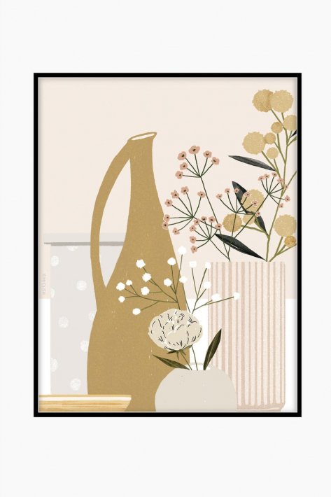 MICUSH | POTTERY AND FLOWERS (CLOSE UP) ART PRINT (blush) (AP120) | アートプリント/ポスター (30x40cm)