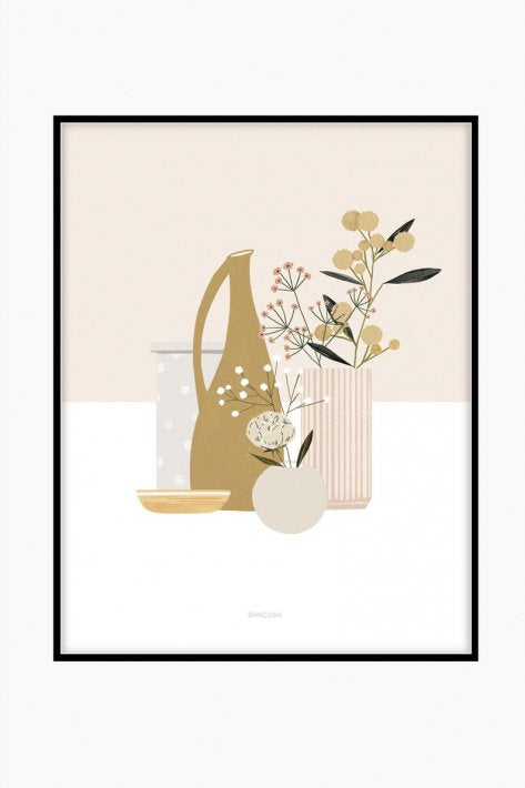 MICUSH | POTTERY AND FLOWERS ART PRINT (blush) (AP117) | アートプリント/ポスター (30x40cm)