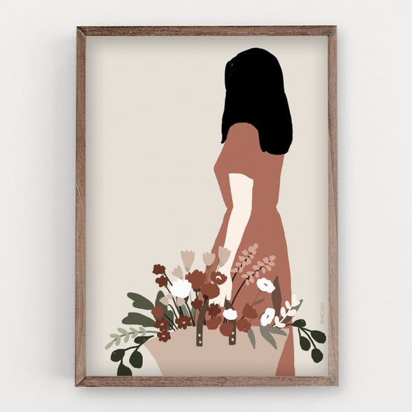 MICUSH | FLOWER LADY - FLOWER BASKET ART PRINT | アートプリント/ポスター (30x40cm)