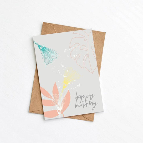 GREENWICH PAPER STUDIO | MODERN FLORAL BIRTHDAY CARD (GPS-33) | グリーティングカード 誕生日