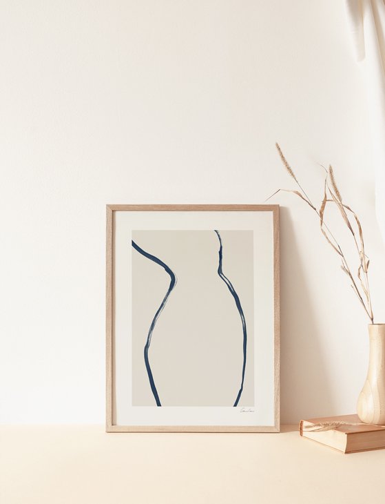 CARO CARO PRINTS | Blue Nude Silhouette Art Print (MNLT-05) | アートプリント/アートポスター (30x40cm) 北欧 アブストラクト