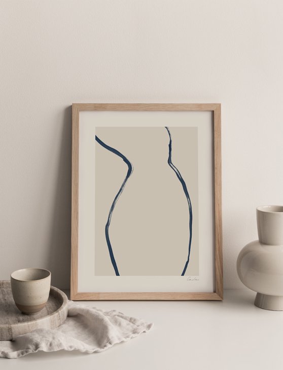 CARO CARO PRINTS | Blue Nude Silhouette Art Print (MNLT-05) | アートプリント/アートポスター (30x40cm) 北欧 アブストラクト