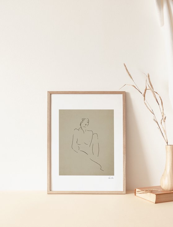 CARO CARO PRINTS | Nude Line Art Print (FGRT-04) | アートプリント/アートポスター (30x40cm) 北欧 アブストラクト