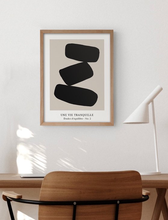 CARO CARO PRINTS | Black & Beige Scandinavian Art Print (GMTC-3501) | アートプリント/アートポスター (30x40cm) 北欧