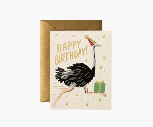 RIFLE PAPER CO. | OSTRICH BIRTHDAY (GCB082) | 誕生日祝い | グリーティングカード ライフルペーパー ステーショナリー 手紙 ギフト