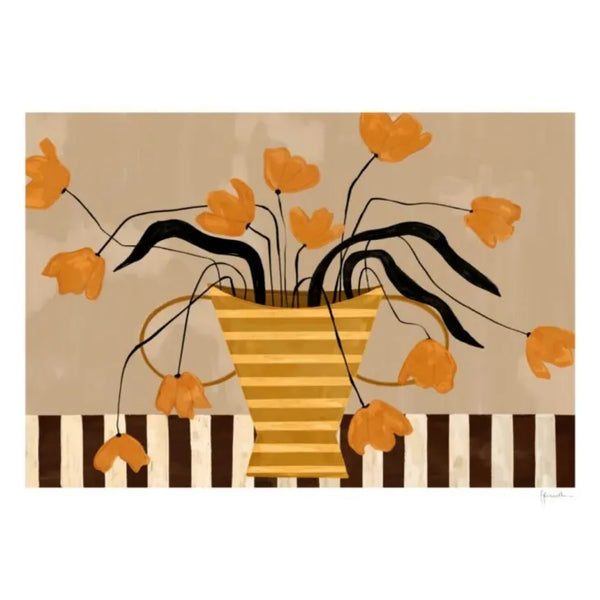 THE POSTER CLUB x Frankie Penwill | Flowers in Yellow Striped Vase | 30x40cm アートポスター 北欧 デンマーク