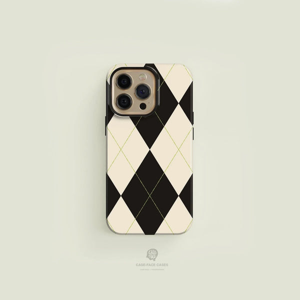 CASE-FACE | Sweater Patterned Black & Cream MagSafe iPhoneケース (iPhone 16/16 pro/16 pro max/15)