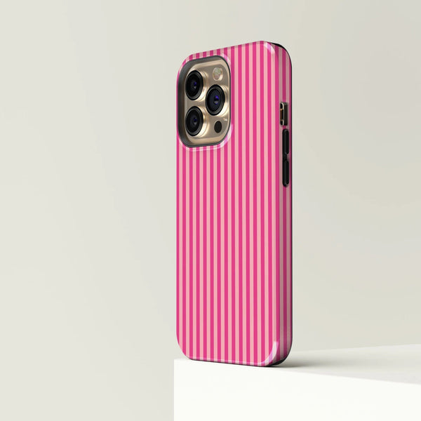 CASE-FACE | Striped Pink on Pink MagSafe iPhoneケース (iPhone 16/16 pro/16 pro max/15) アイフォン