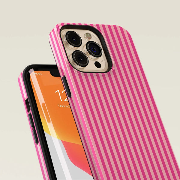 CASE-FACE | Striped Pink on Pink MagSafe iPhoneケース (iPhone 16/16 pro/16 pro max/15) アイフォン